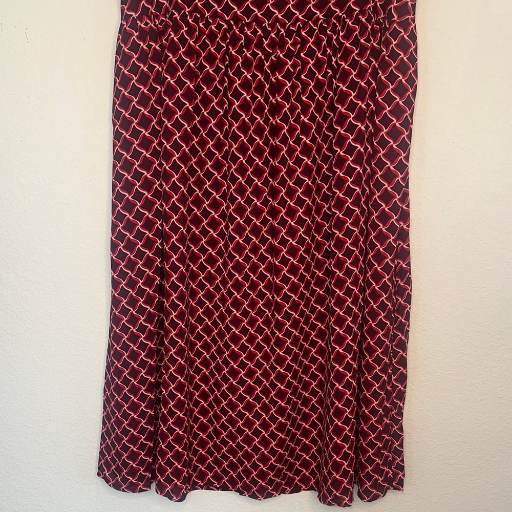 Banana Republic Red and Black Geometric‎ Midi Skirt